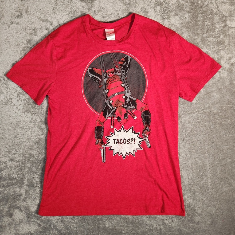 Marvel Fifth Sun Deadpool T-Shirt Men's Large L‎ Red Tacos?!